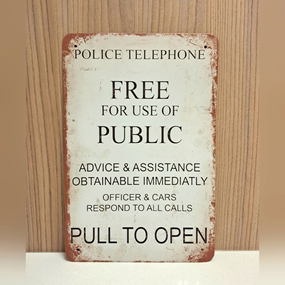 POLICE TELEPHONE TIN SIGN